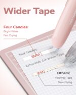 Four Candies Refillable Retractable White Correction Tape, 4PCS Smooth White Pull-Out Tape with 4 Extra Refills, Easy to Use Applicator for Instant Corrections for Office, School Supplies (Pink) - Image 3