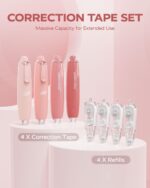 Four Candies Refillable Retractable White Correction Tape, 4PCS Smooth White Pull-Out Tape with 4 Extra Refills, Easy to Use Applicator for Instant Corrections for Office, School Supplies (Pink) - Image 7