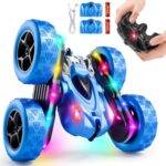 Remote Control Stunt Car 4WD 360° Flip Double‑Sided RC Cars, LED Light Bar, USB‑C Modular Battery, 2.4 GHz Outdoor Beach Toy for Boys 6‑12 Years Old, Birthday & Christmas Kids Gift, Blue