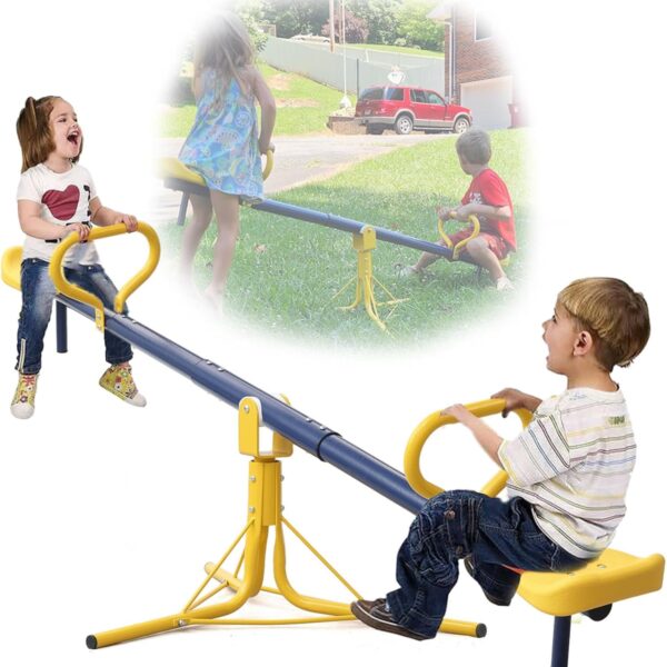 Seesaw for Kids Outdoor, Heavy Duty 250LB 360° Rotating Seesaw Outdoor Teeter Totter with Sit and Spin Design for Backyard Park & Balcony Ideal Outdoor Toys for Kids Ages 3 4 5 6 7 8