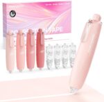 Four Candies Refillable Retractable White Correction Tape, 4PCS Smooth White Pull-Out Tape with 4 Extra Refills, Easy to Use Applicator for Instant Corrections for Office, School Supplies (Pink)