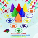 unanscre 31PCS 3 in 1 Carnival Outdoor Games Combo Set for Kids, Soft Plastic Cones Bean Bags Ring Toss Game, Gift for Birthday Party/Xmas - Image 3