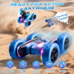 Remote Control Stunt Car 4WD 360° Flip Double‑Sided RC Cars, LED Light Bar, USB‑C Modular Battery, 2.4 GHz Outdoor Beach Toy for Boys 6‑12 Years Old, Birthday & Christmas Kids Gift, Blue - Image 5