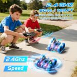Remote Control Stunt Car 4WD 360° Flip Double‑Sided RC Cars, LED Light Bar, USB‑C Modular Battery, 2.4 GHz Outdoor Beach Toy for Boys 6‑12 Years Old, Birthday & Christmas Kids Gift, Blue - Image 7