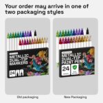 ARTISTRO 24 Metallic Acrylic Paint Markers - Paint Pens for Drawing, Brush + Fine Tips - For Fabric, Rock, Glass, Wood, Eggs - Art & Craft Supplies for Adults, Teens, Kids - Easter Basket Stuffers - Image 10